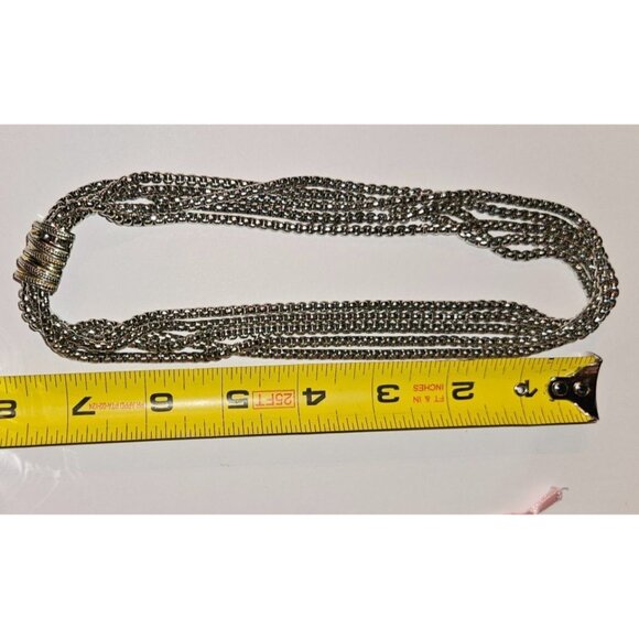 VINTAGE Necklace Multi-Strand Silver & Gold-Tone Twist Pendant  heavy quality - Picture 6 of 6